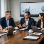 Business team applying generative AI to business strategy
