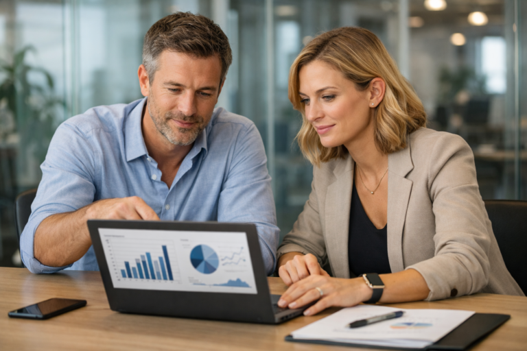 Business team applying AI agents to business strategy