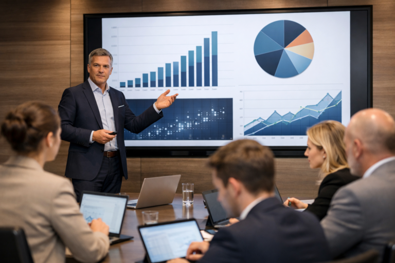 Business team applying computer vision to business strategy
