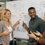 Business team applying intelligent automation to business strategy