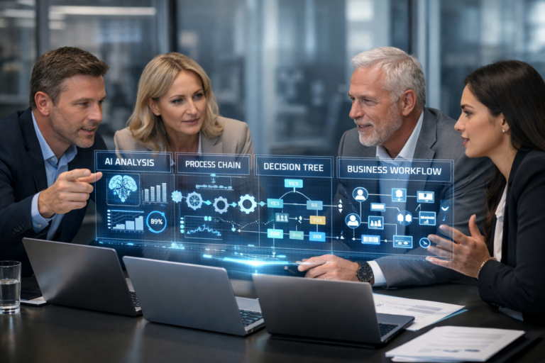 Business team applying computer vision to sales