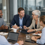 Business team applying predictive analytics to marketing