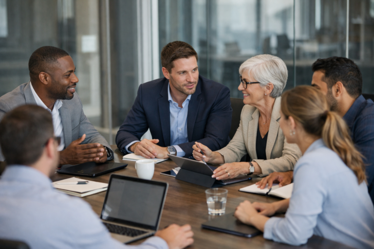 Business team applying predictive analytics to marketing