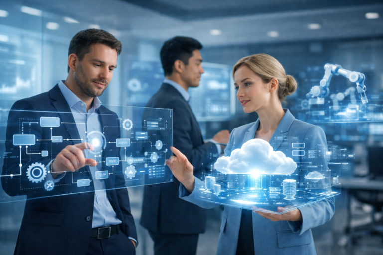 Business team applying computer vision to marketing