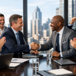 Business team applying synthetic data to marketing