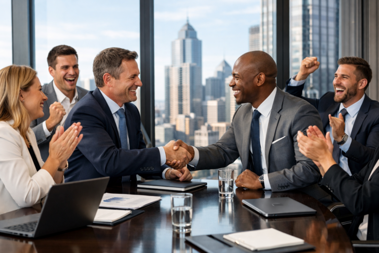 Business team applying synthetic data to marketing
