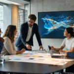 Business team applying generative AI to operations