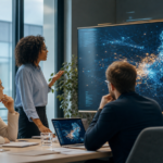 Business team applying predictive analytics to operations