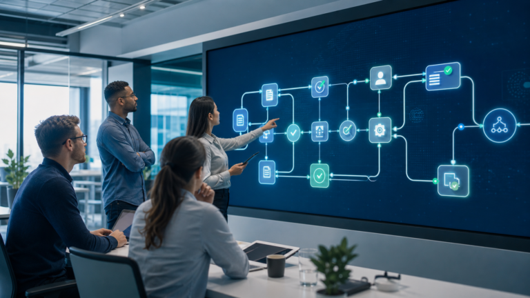Business team applying intelligent automation to operations
