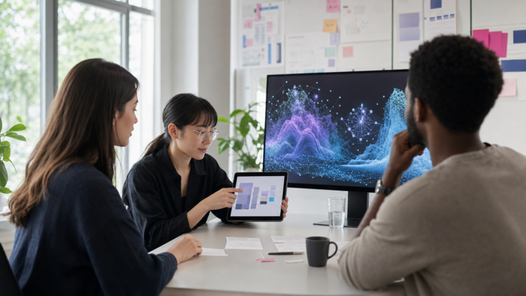 Business team applying machine learning to operations