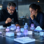 Business team applying knowledge assistants to operations