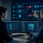 Business team applying generative AI to finance