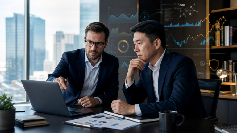 Business team applying intelligent automation to finance